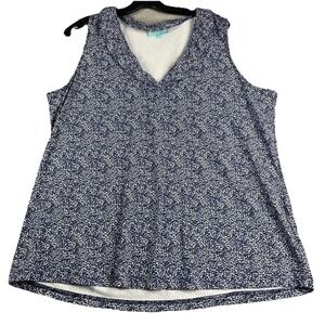 Anthony's Resort Wear Top Women's 1X Sleeveless Blue Animal Print Cruise